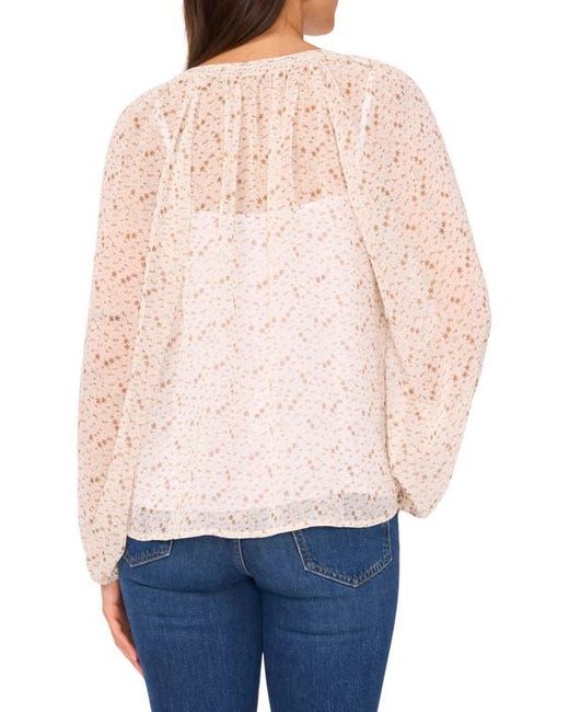 Vince Camuto Blue Abstract Print Long Sleeve Top