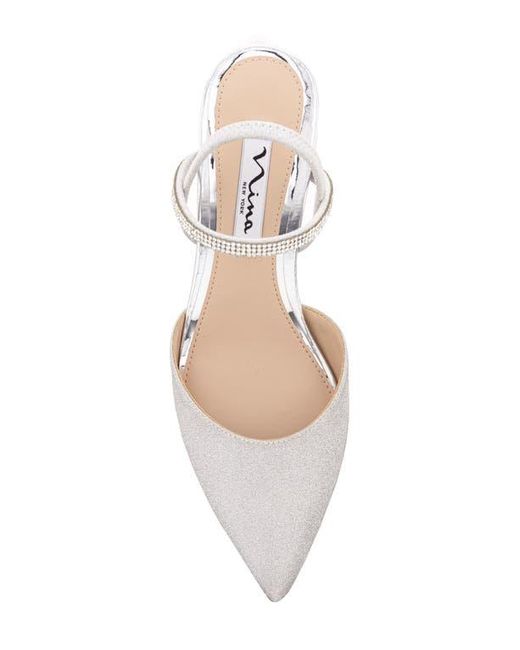 Nina White Billie Slingback Pointed Toe Pump