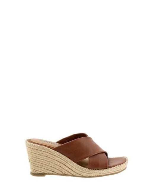 Softwalk® Brown Hastings Espadrille Platform Wedge Slide Sandal
