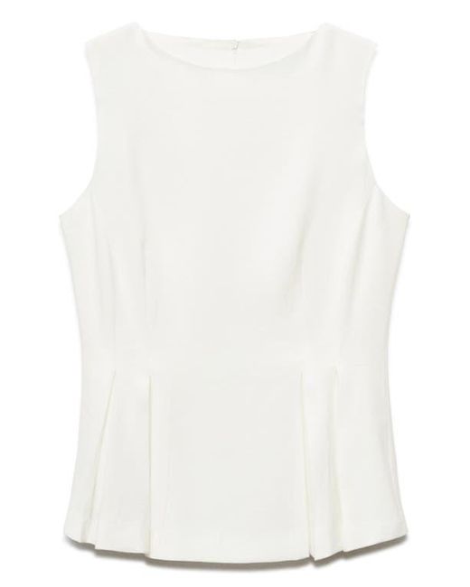 Mango White Sleeveless Peplum Top