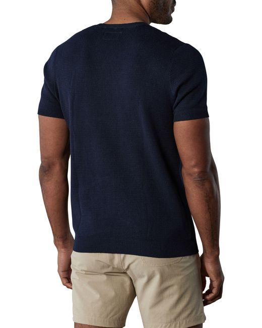 The Normal Brand Blue Waffle Stitch Short Sleeve Sweater for men