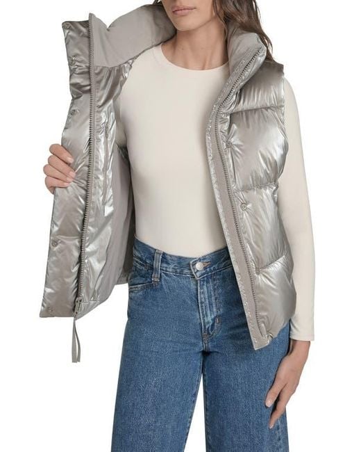 Levi's Gray Regular Stand Collar Puffer Vest Jacket