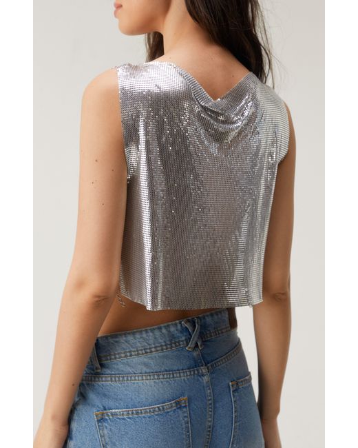 Nasty Gal Gray Chain Mail Crop Top