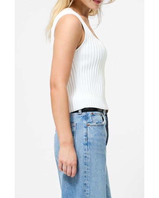 French Connection White Ottoman Crinkle Sleeveless Top