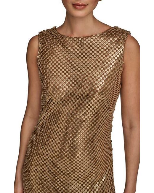 Donna Karan Brown Sleeveless Sequin Gown