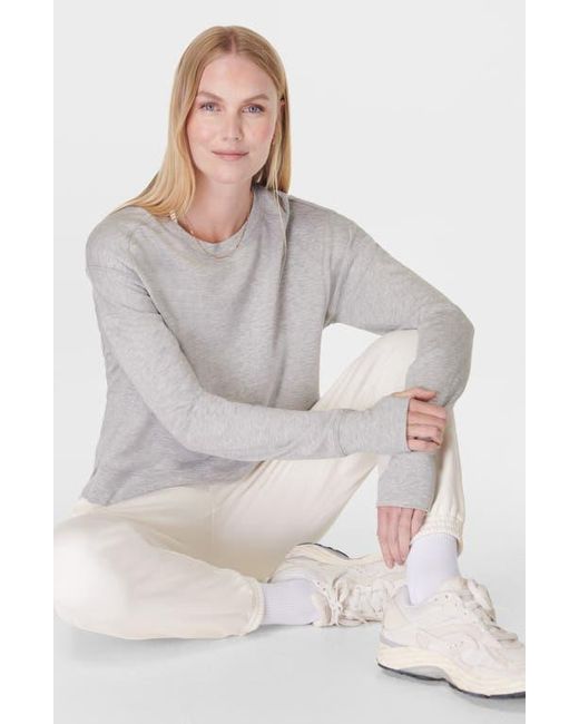 Sweaty Betty Gray After Class Organic Cotton Blend Longline Sweatshirt