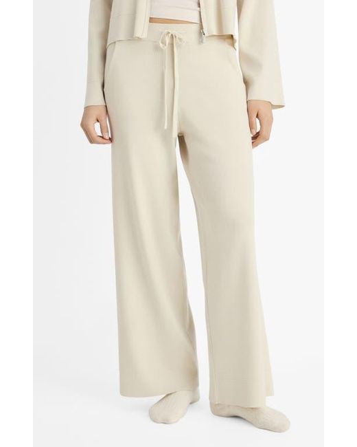 Mango Natural Wide Leg Rib Drawstring Pants