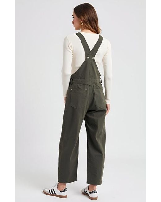 Modenaire Green Wide-Leg Adjustable-Strap Front Bib Pocket Overalls