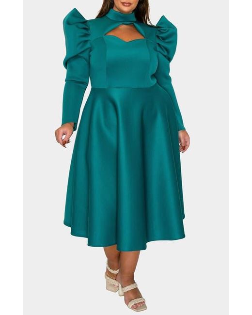 L I V D Women's Green Isabella Neoprene Midi Dress