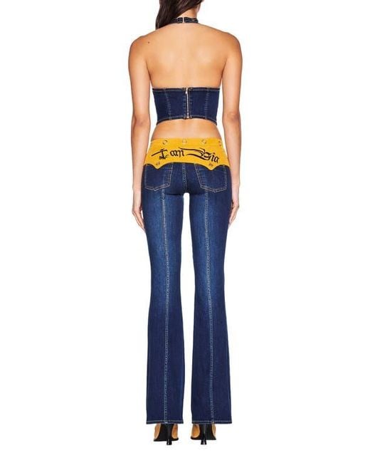 I.AM.GIA Women's Blue Tommie Mixed Media Flare Leg Jeans