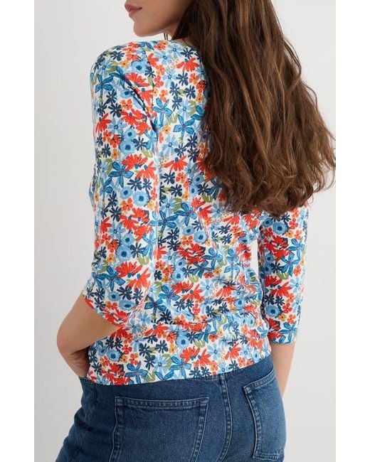 Seasalt Cornwall Blue Easel Stretch Organic Cotton Top