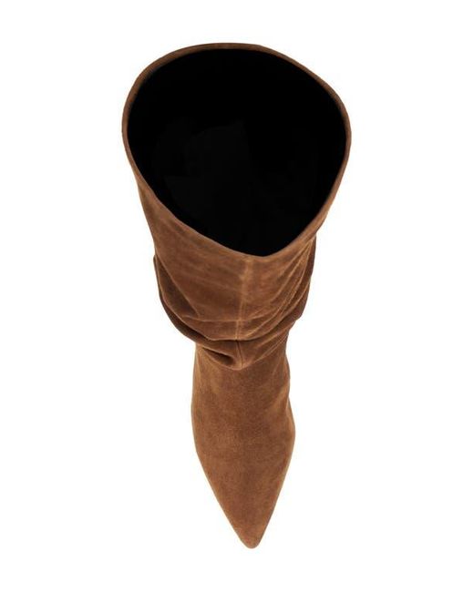 Dune Brown Slouch Pointed Toe Knee High Boot