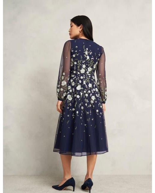 Hobbs Lois Embroidered Dress in Blue | Lyst