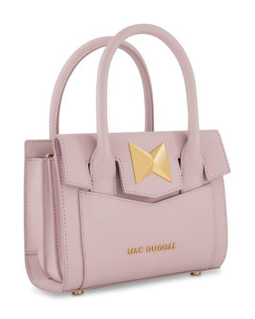 Mac Duggal Pink Plated Hardware Small Leather Tote Bag