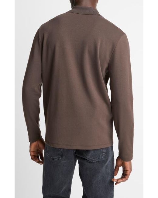 Vince Brown Milano Stitch Johnny Collar Long Sleeve Polo for men