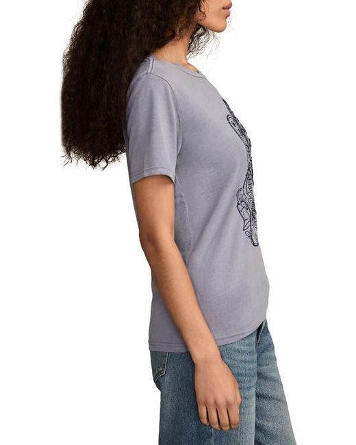 Lucky Brand Gray Guitar Hamsa Embellished Cotton Graphic T-Shirt