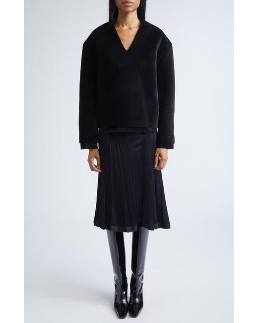 Jil Sander Black Double Layer V-Neck Sweater
