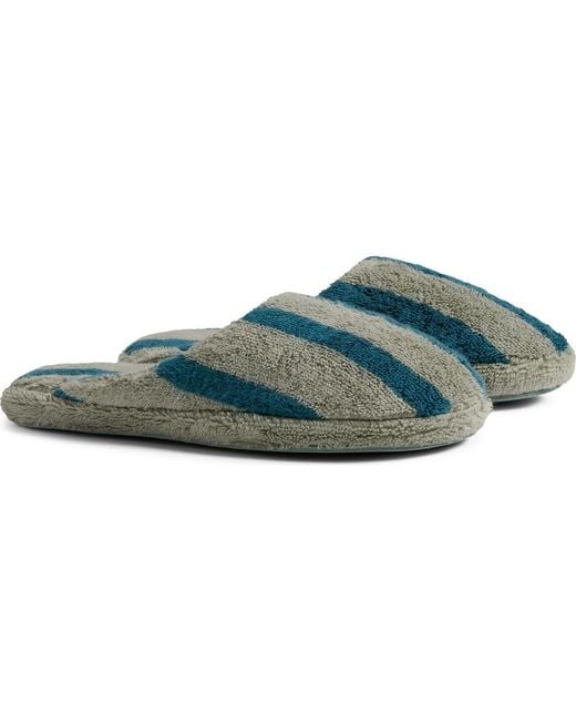 Parachute Green Turkish Cotton Stripe Slipper