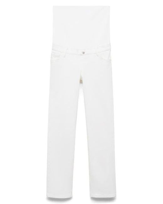 Mango White Over The Bump Ankle Straight Leg Maternity Jeans