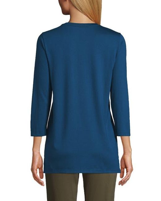 Lands' End Blue 3/4 Sleeve Cotton Supima Tunic