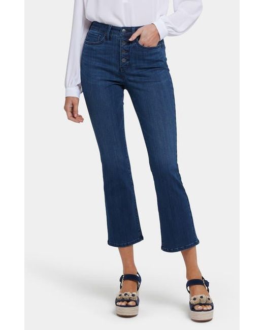 NYDJ Blue Billie Exposed Button High Waist Ankle Mini Bootcut Jeans