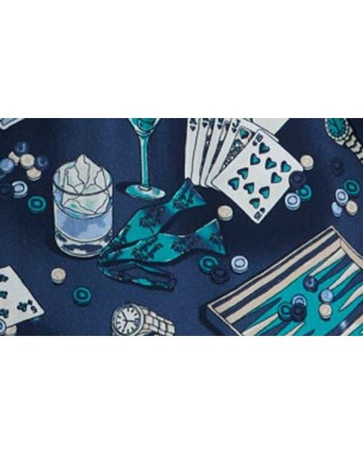 Original Penguin Blue Poker Table Print Short Sleeve Button-Up Shirt for men