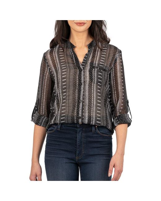 Kut From The Kloth Black Jasmine Chiffon Button-Up Shirt