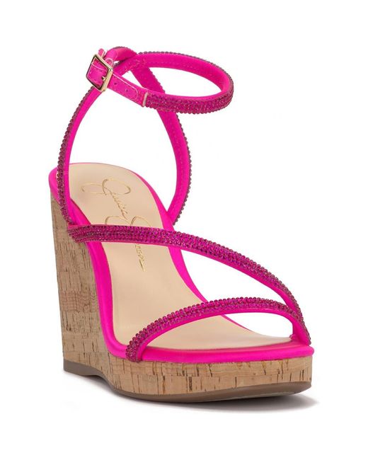 Jessica Simpson Tenley Ankle Strap Platform Wedge Sandal in Pink | Lyst