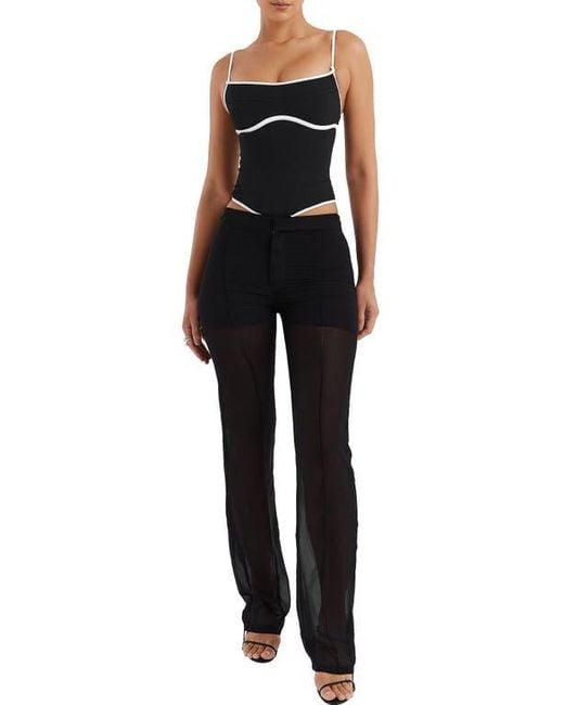 Mistress Rocks Black Contrast Trim Corset Top
