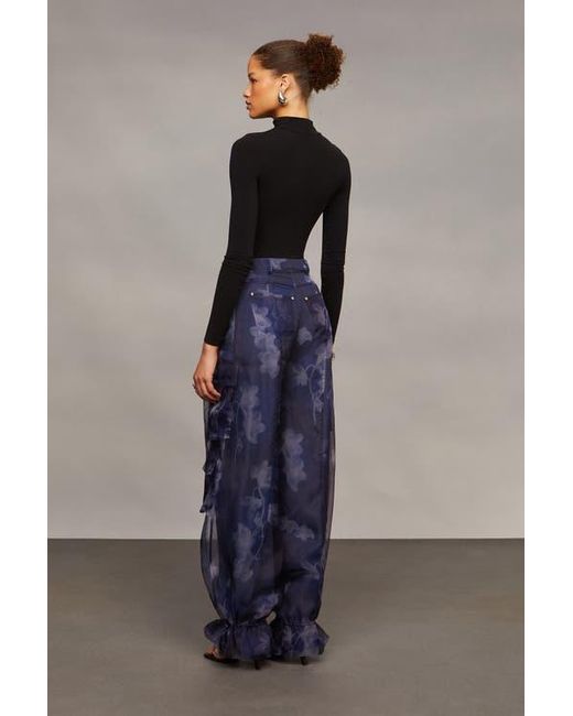 AMUR Blue Bridgette Organza Cargo Pants