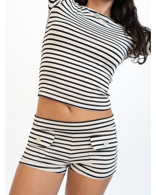Oddli Blue Button Mini Shorts