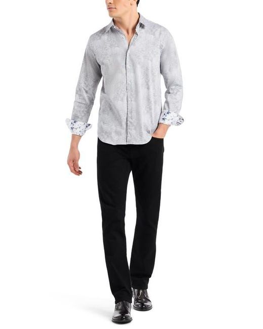 Robert Graham Gray Lexington Floral Stretch Cotton Button-Up Shirt for men