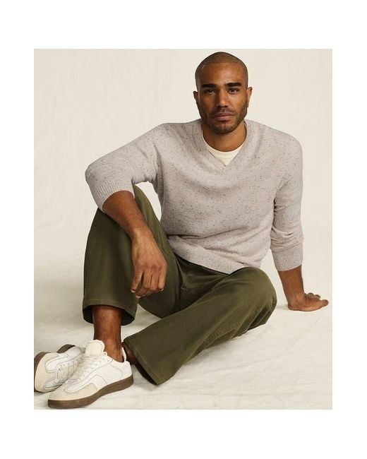 Lands' End Gray Fine Gauge Cashmere V-Neck Sweater for men