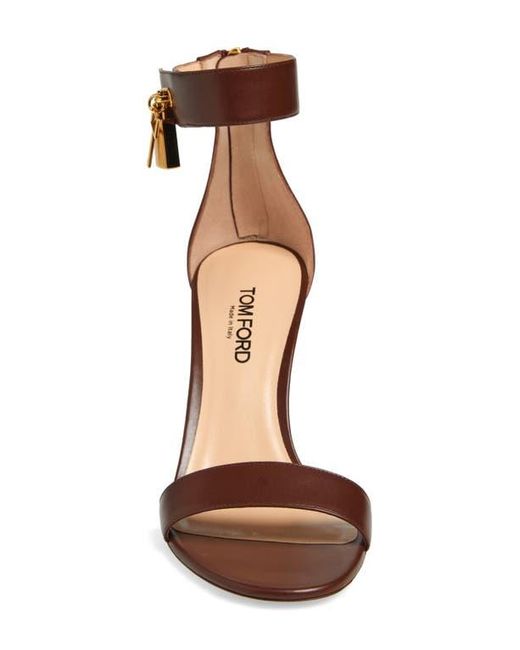 Tom Ford Brown Padlock Ankle Strap Sandal