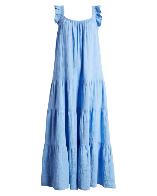 Caslon Blue Caslon(r) Ruffle Tiered Cotton Maxi Dress