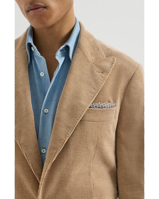 Brunello Cucinelli Brown Silk Geometric Pattern Pocket Square for men