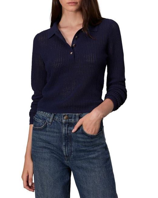 Rag & Bone Blue Viola Open Stitch Polo Sweater