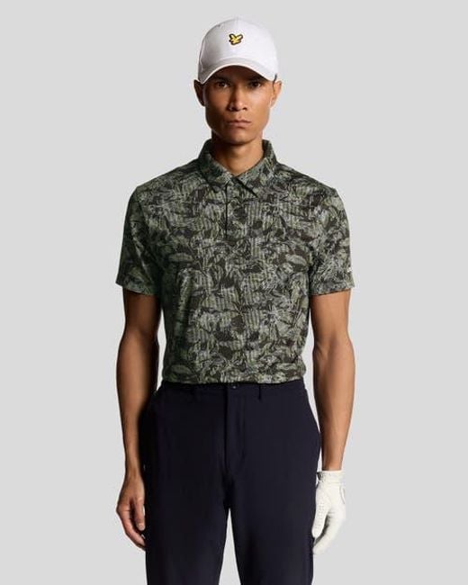 Lyle & Scott Green Golf Digital Floral Polo Shirt for men