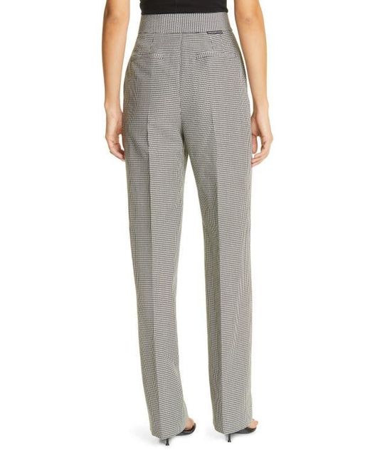 Alexander Wang Gray Houndstooth Pleated High Waist Wool Blend Pants