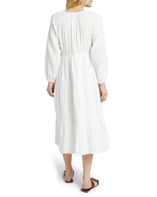 Faherty Brand White Dream Organic Cotton Gauze Midi Dress