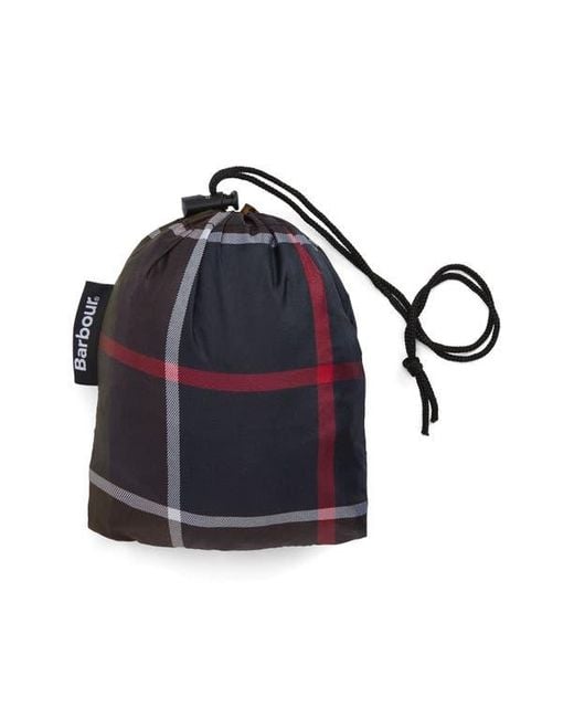 Barbour Black Tartan Showerproof Packable Poncho for men