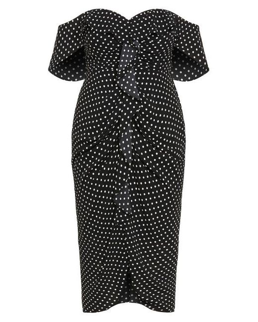 City Chic Black Gina Spot Off The Shoulder Midi Dress