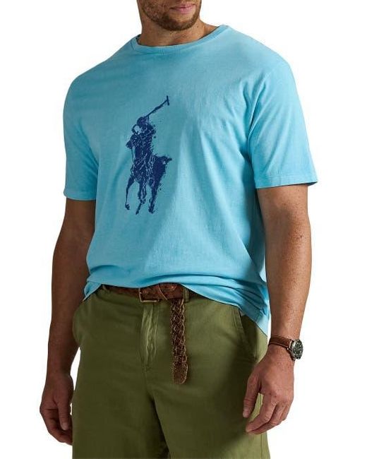 Polo Ralph Lauren Men's Blue Big & Tall Big Pony T-Shirt short sleeve t-shirts