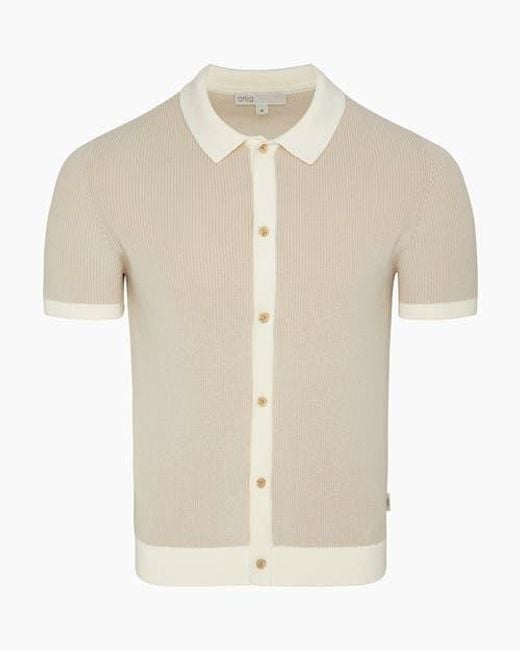 Onia Natural Cotton Linen Button Up Sweater for men