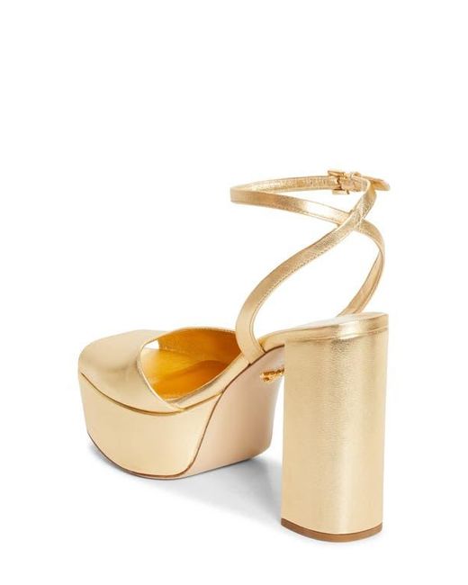 Prada Metallic Ankle Strap Platform Sandal