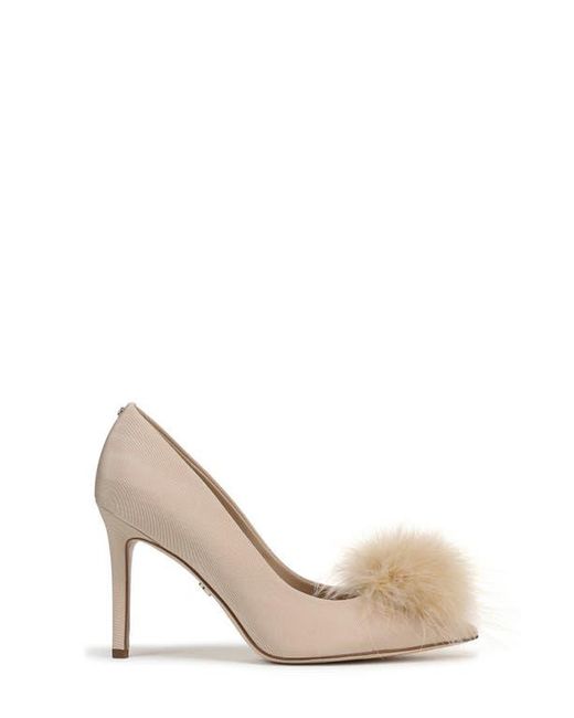 Sam Edelman White Hazel Feather Embellished Pump