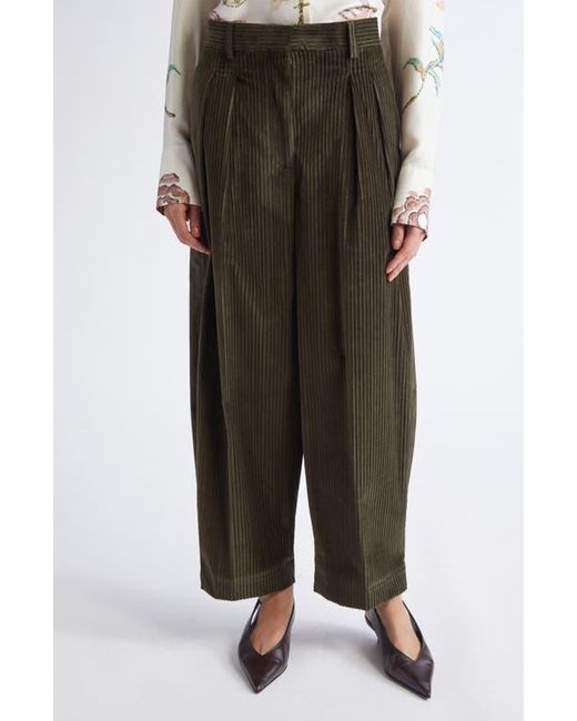 Altuzarra Brown Dash Pleated Barrel Leg Crop Pants