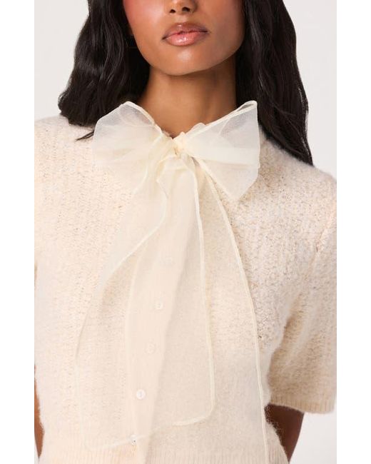 Astr Red Organza Bow Mixed Media Sweater