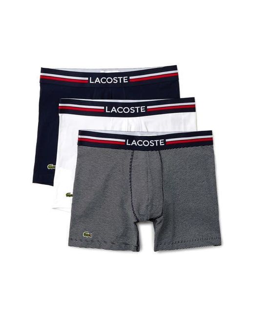 Lacoste Blue Assorted 3-Pack Logo Boxer Briefs for men
