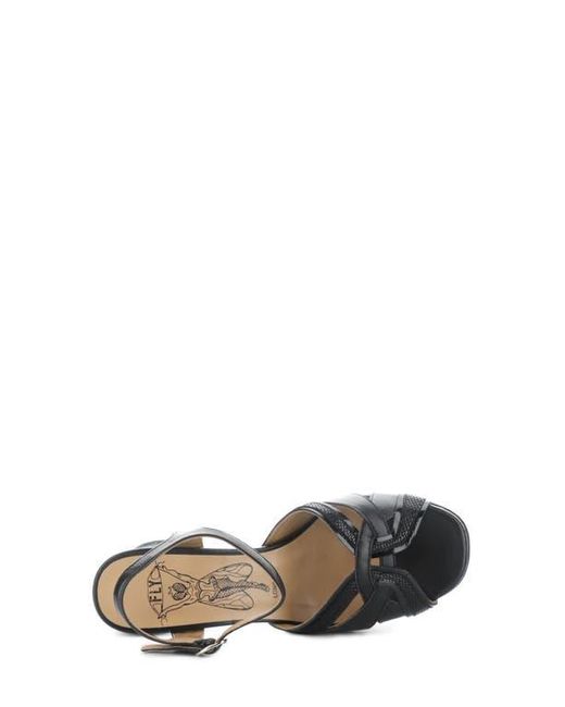 Fly London Black Ezui Ankle Strap Platform Sandal
